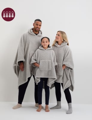 

The M&S Snuggle™ Teddy Fleece Hooded Blanket - Grey, Grey