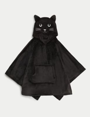 

The M&S Snuggle™ Fleece Cat Kids' Hooded Blanket - Black, Black