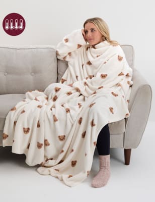 

Spencer Bear™ Sleeved Blanket - Ecru Mix, Ecru Mix