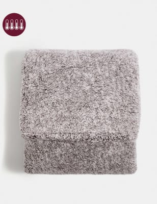 

M&S Collection Teddy Fleece Plain Throw - Grey, Grey