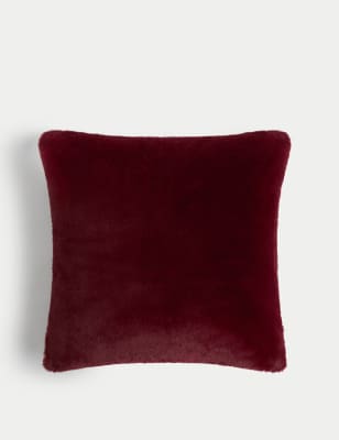 

M&S Collection Faux Fur Cushion - Red, Red