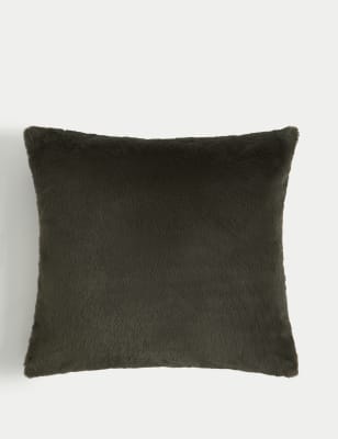 

M&S Collection Faux Fur Cushion - Dark Green, Dark Green