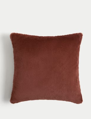 

M&S Collection Faux Fur Cushion - Rust, Rust