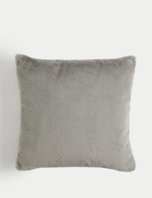 

M&S Collection Faux Fur Cushion - Light Grey, Light Grey