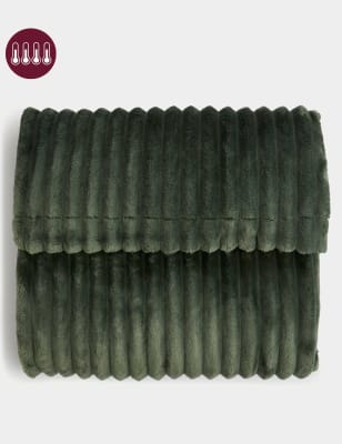 

M&S Collection Ribbed Fleece Throw - Green, Green