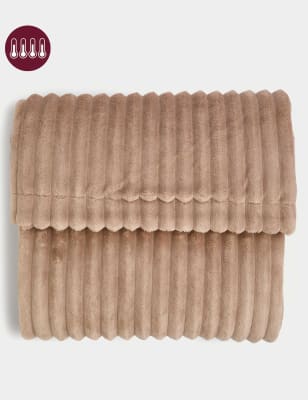 

M&S Collection Fleece Ribbed Throw - Neutral, Neutral