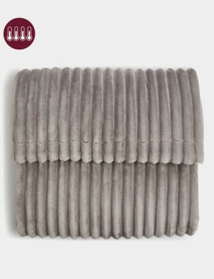 

M&S Collection Ribbed Fleece Throw - Grey, Grey