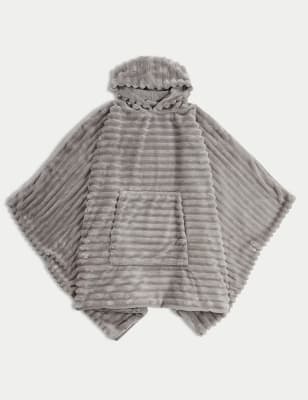 

The M&S Snuggle™ Ribbed Fleece Hooded Blanket - Grey, Grey