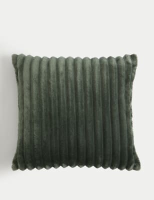 

M&S Collection Fleece Ribbed Cushion - Green, Green