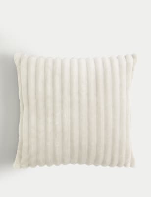 

M&S Collection Fleece Ribbed Cushion - Cream, Cream