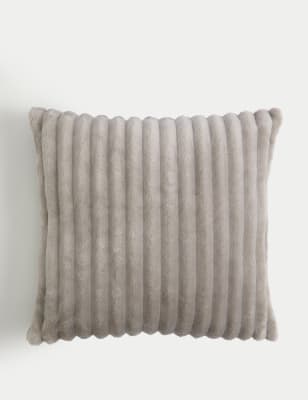 

M&S Collection Fleece Ribbed Cushion - Grey, Grey