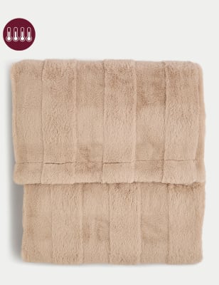 

M&S Collection Faux Fur Striped Throw - Neutral, Neutral