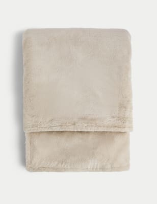 

M&S Collection Supersoft Faux Fur Electric Throw - Neutral, Neutral