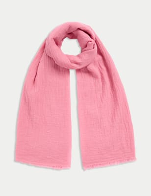 

Womens M&S Collection Linen Blend Fringed Scarf, Dusky Pink