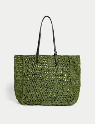 

Womens M&S Collection Paper Straw Tote Bag, Olive