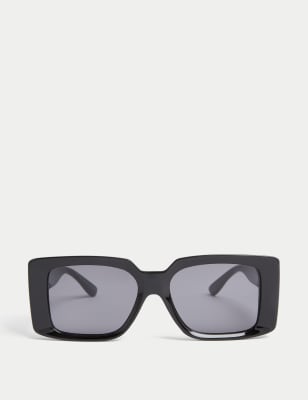 

Womens M&S Collection Rechteckige, klobige Sonnenbrille - Black, Black