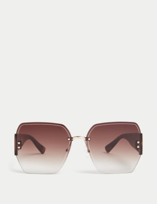 

Womens M&S Collection Rimless Aviator Sunglasses - Brown Mix, Brown Mix
