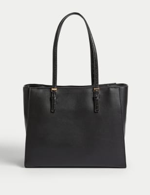 

Womens M&S Collection Faux Leather Tote Bag - Black, Black