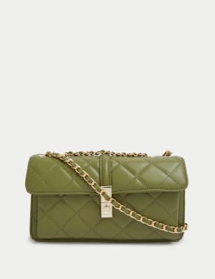 

Womens M&S Collection Quilted Chain Strap Cross Body Shoulder Bag - Dark Green, Dark Green