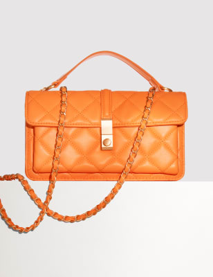 

Womens M&S Collection Gesteppte Umhängetasche mit Kettenriemen - Orange, Orange