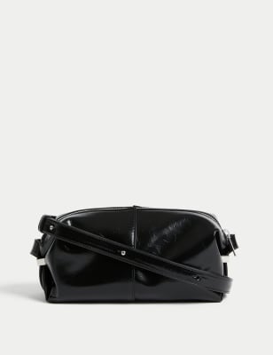 

Womens M&S Collection Umhängetasche aus Kunstleder mit Metallic-Effekt - Black, Black