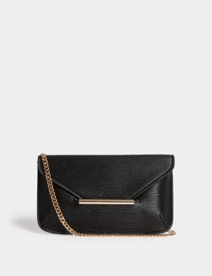 

Womens M&S Collection Faux Leather Chain Strap Clutch Bag - Black, Black