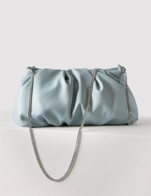 

Womens M&S Collection Unterarmtasche aus Kunstleder mit Raffung - Blau, Blau