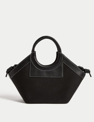 

M&S Collection Bolso de mano de lona de algodónWomens - Mezcla De Tonos Negros, Mezcla De Tonos Negros