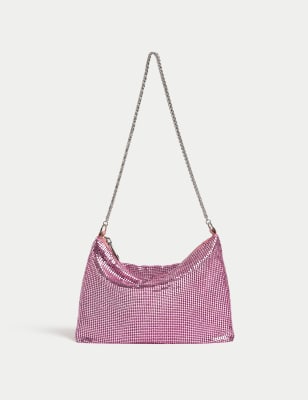 

Womens M&S Collection Chainmail Chain Strap Shoulder Bag - Pink, Pink