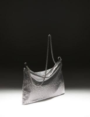 

Womens M&S Collection Chainmail Chain Strap Shoulder Bag - Silver, Silver