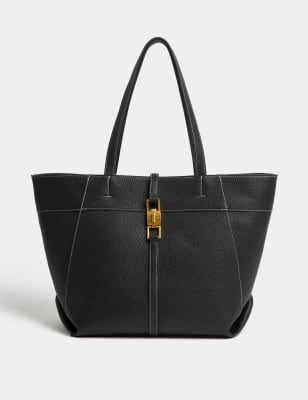 

Womens M&S Collection Faux Leather Tote Bag - Black, Black