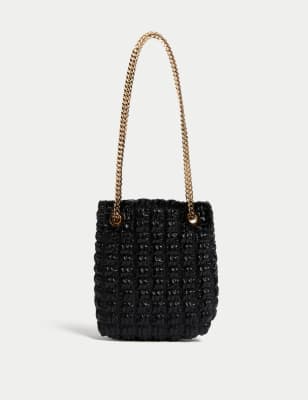 

Womens M&S Collection Quilted Chain Strap Shoulder Grab Bag - Black, Black