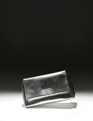 

Womens M&S Collection Metallic Clutch Bag - Silver, Silver