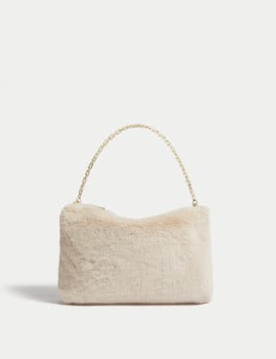 

Womens M&S Collection Faux Shearling Chain Strap Shoulder Bag, Cream