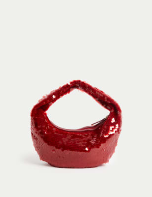 

Womens M&S Collection Sequin Top Handle Grab Bag, Red