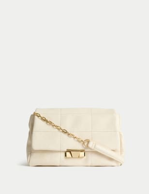 

Womens M&S Collection Faux Leather Quilted Shoulder Bag - Cream, Cream