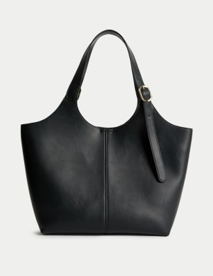 

Womens M&S Collection Faux Leather Shoulder Tote Bag - Black, Black