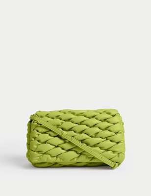

Womens M&S Collection Faux Leather Cross Body Bag, Bright Lime