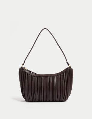 

Womens M&S Collection Faux Leather Pleated Shoulder Bag, Chocolate