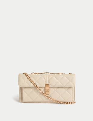 

Womens M&S Collection Faux Leather Quilted Cross Body Bag - Cream, Cream