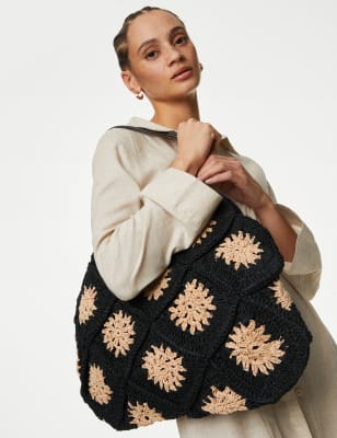 

Womens M&S Collection Crochet Straw Shoulder Bag - Natural Mix, Natural Mix