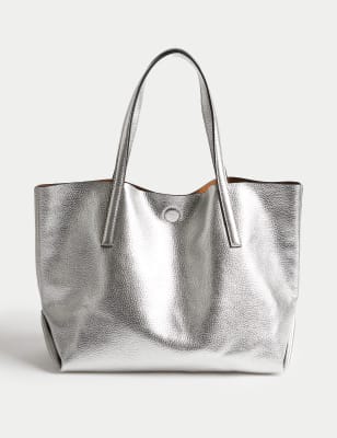 

Womens M&S Collection Leather Tote Bag - Silver, Silver