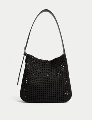 

Womens M&S Collection Fabric Woven Shoulder Tote Bag, Black