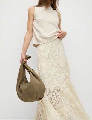 

Womens Autograph Suede Shoulder Bag, Dark Khaki