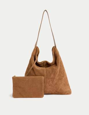 

Womens Per Una Suede Top Handle Shoulder Bag, Toffee