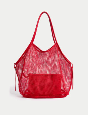 

Womens M&S Collection Mesh Tote Bag, Red