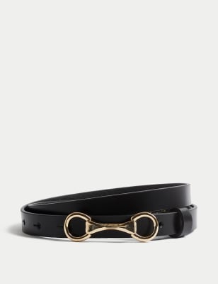 

Womens M&S Collection Leather Snaffle Waist Belt - Black, Black