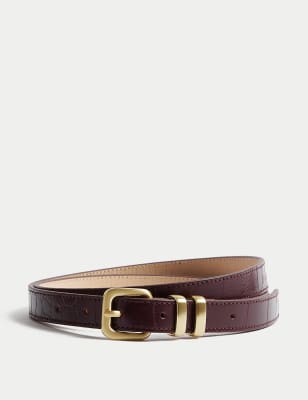 

Womens M&S Collection Leather Lizard Effect Slim Jeans Belt - Burgundy, Burgundy