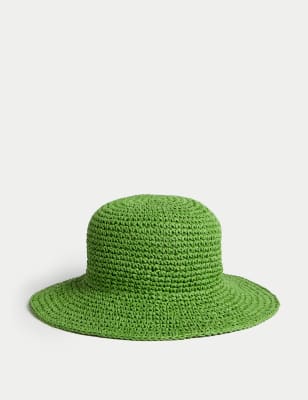 

Womens M&S Collection Straw Packable Bucket Hat - Green, Green