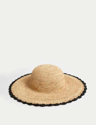 

Womens M&S Collection Straw Wide Brim Hat - Natural, Natural